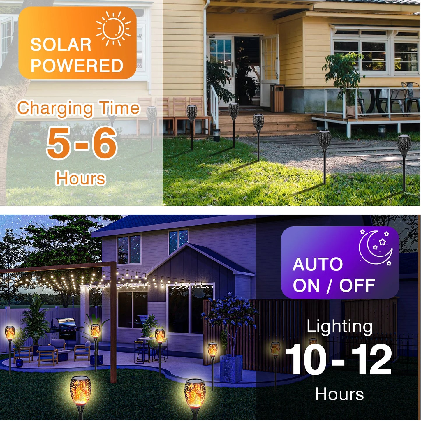 Solar Torch Lights Outdoor Waterproof Pathway Landscape Lighting Set