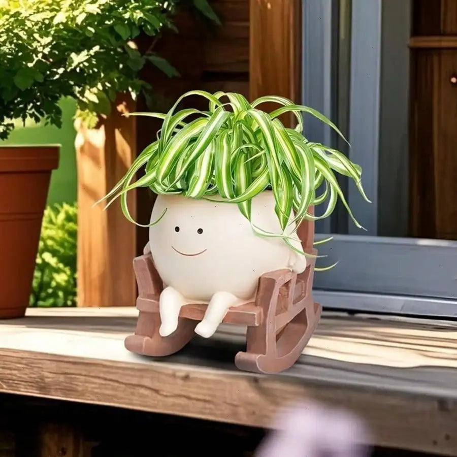 Porcelain Face Rocking Chair Planter Pot For Indoor Outdoor Succulents