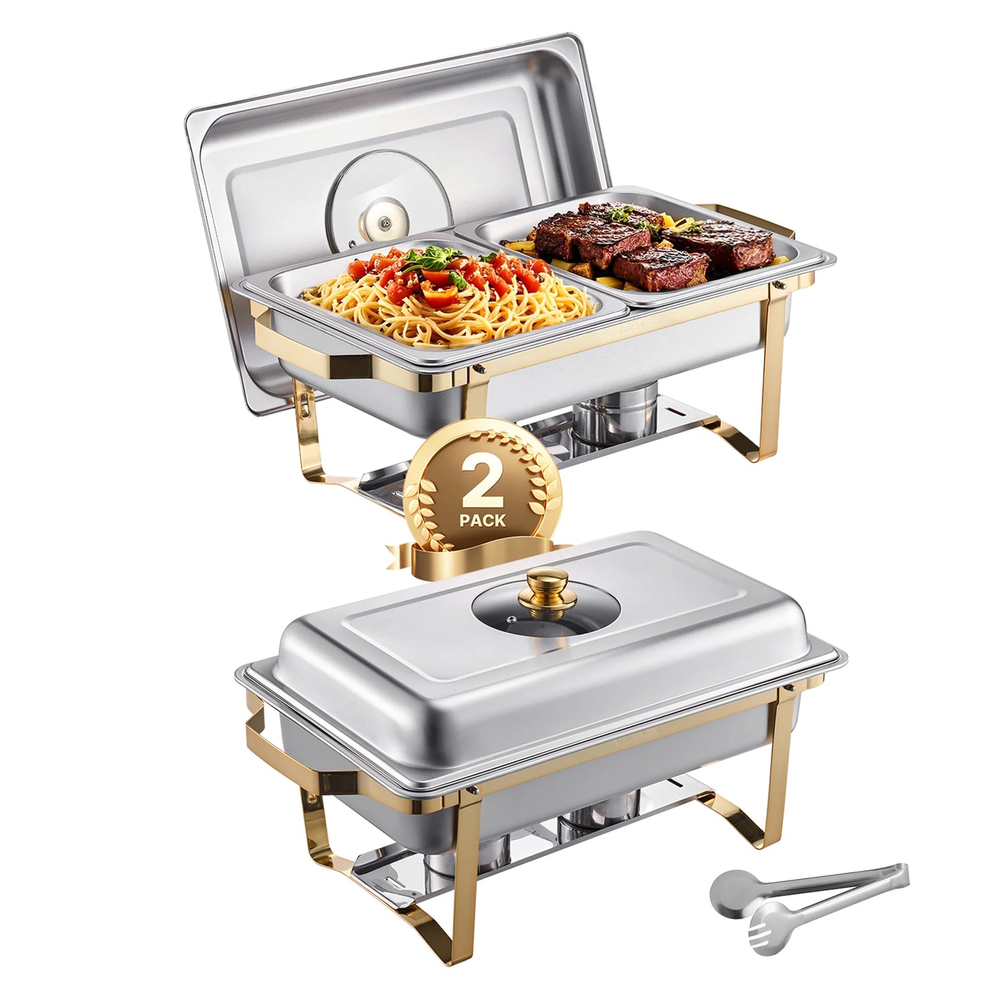 SucceBuy Stainless Steel Chafing Dish Chafer Buffet Set With Pans