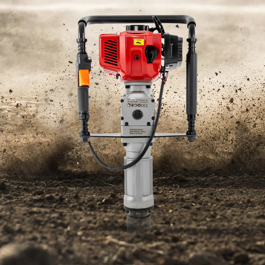 52CC 2-Stroke Gas Post Driver, 1900W Heavy Duty Pile Driver with 2 Driving Heads (55mm/70mm), Anti-Vibration Petrol Piling Tool for Fencing, Farm, Construction (1L Tank)
