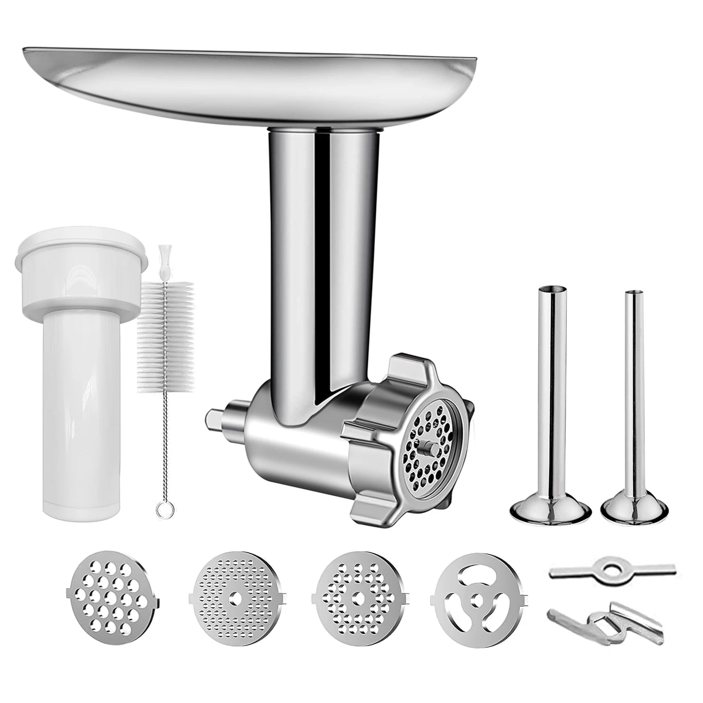 2Set Large 4 Cutting Blades Stainless Steel Slicer Shredder Attachment+Food Meat Grinder Attachment For KitchenAid Dishwasher Safe Vegetable Cheese Grater Accessories