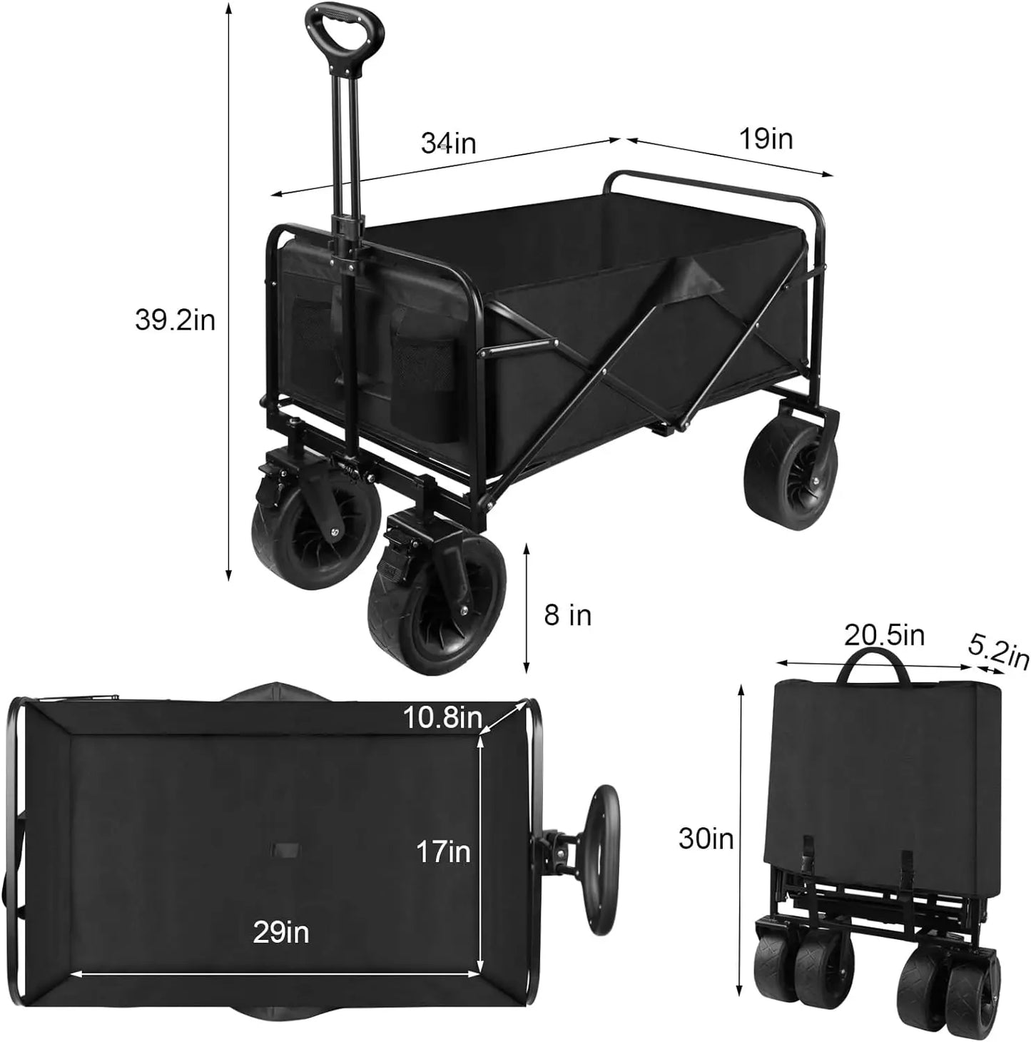 NONEL Collapsible Folding Wagon With Wheels For Camping Outdoor Activities