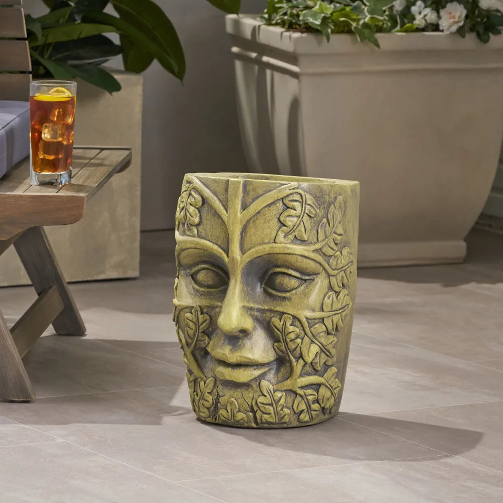 Cast Stone Planter With Intricate Carvings And Durable Construction