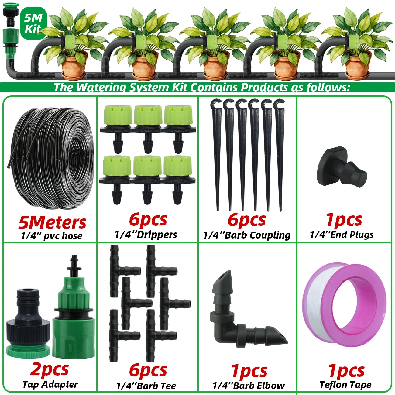 Adjustable Garden Drip Irrigation Kit Automatic Watering System