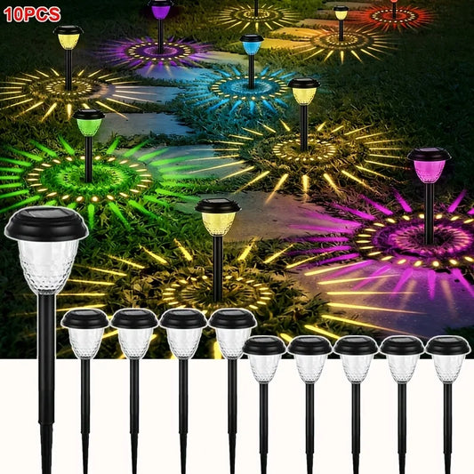 10pcs Outdoor Solar Lights/bright LED Outdoor Color/white/warm Lawn Lights, IP44 Waterproof, Smart Light Sense Suitable For Mother'S Day/yard/wedding, Garden Decoration, Early Summer Festival Decoration And Solar Lights Outdo