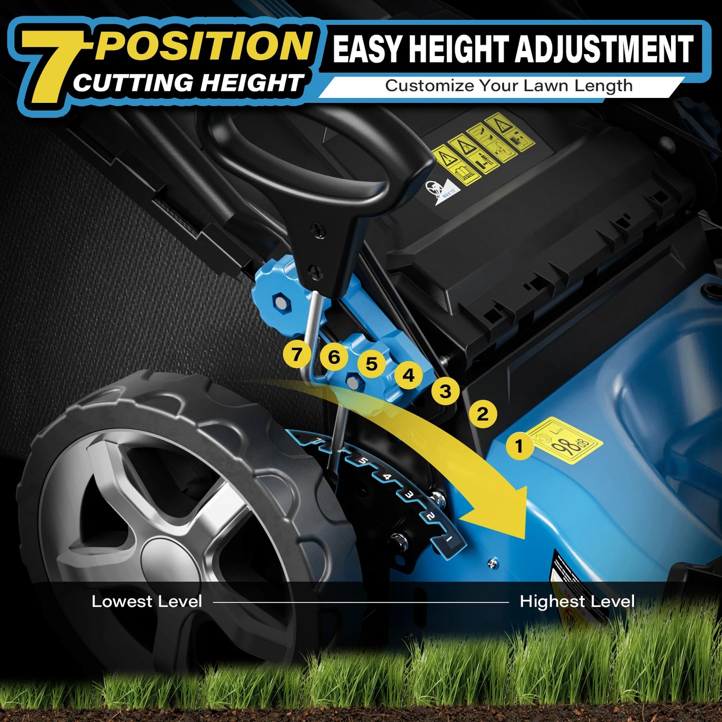 201cc 4-Stroke 2800RPM Self-Propelled Gas Lawn Mower, 21" Cutting Deck Gas Powered Hand Push Lawn mower, 7 Levels Adjustable Cutting Height, 3-in-1 Functions (Bagging, Mulching and Side Discharge) for Medium Large Yard