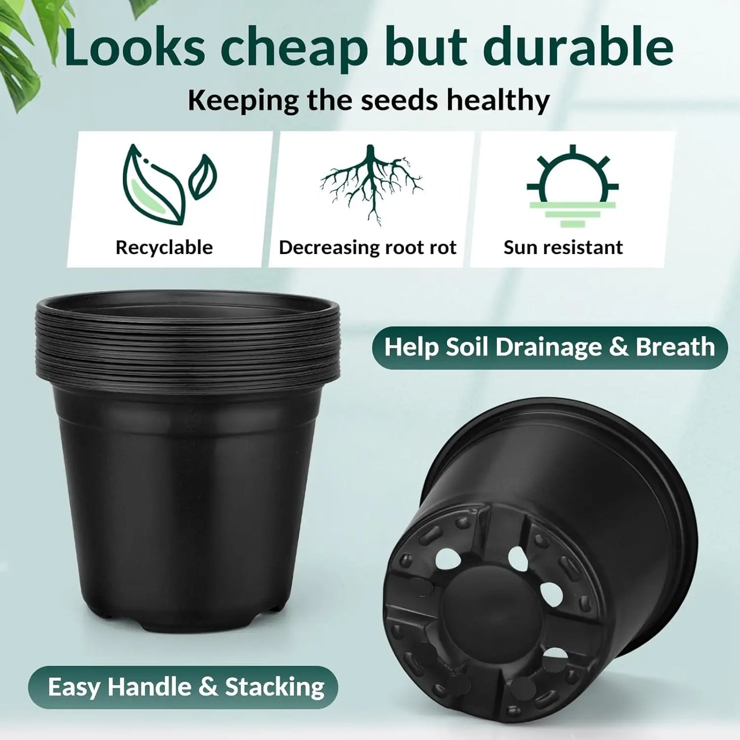 110-Pack Plastic Nursery Pots With Drainage Holes For Seedlings Herbs Cuttings