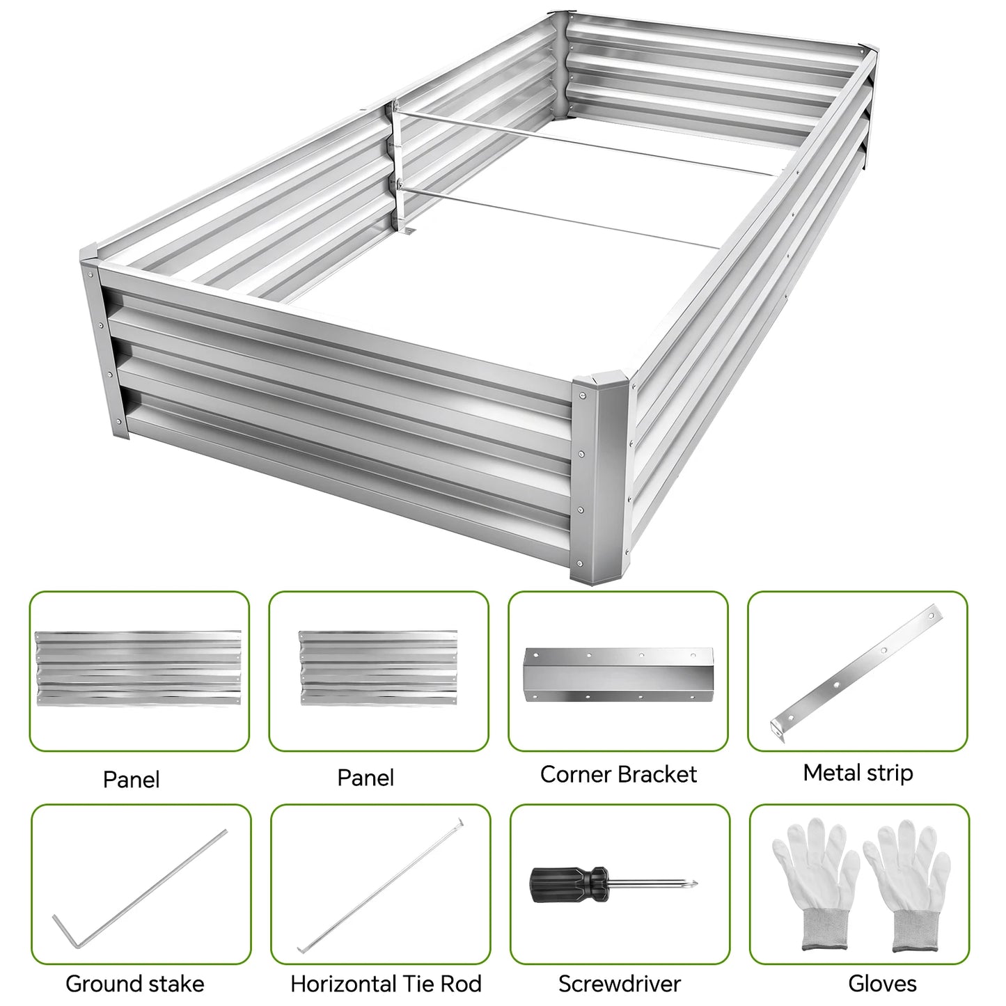 Galvanized Metal Raised Garden Bed for Outdoor Vegetable Planting
