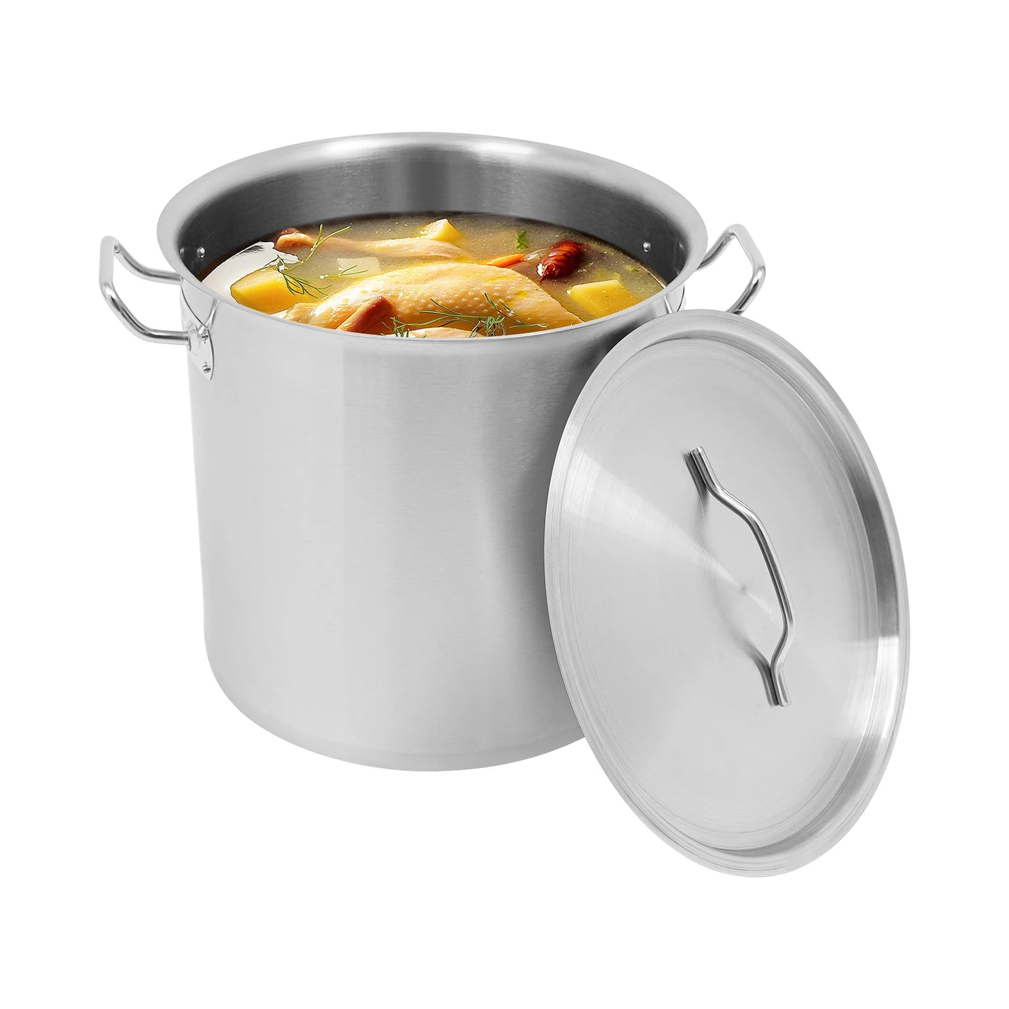 Stainless Steel Stock Pot With Lid For Family And Commercial Use