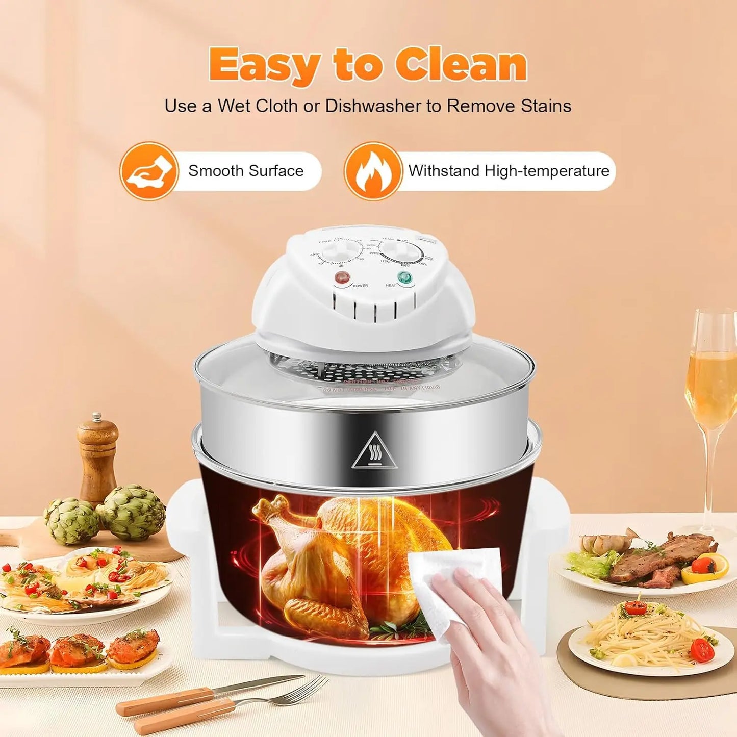 Bymaocar Turbo Air Fryer 1400W Convection Oven Countertop