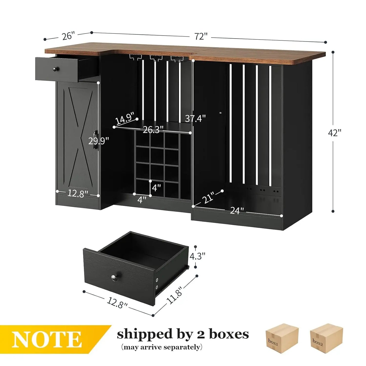 U-Shape Liquor Cabinet With Fridge Space