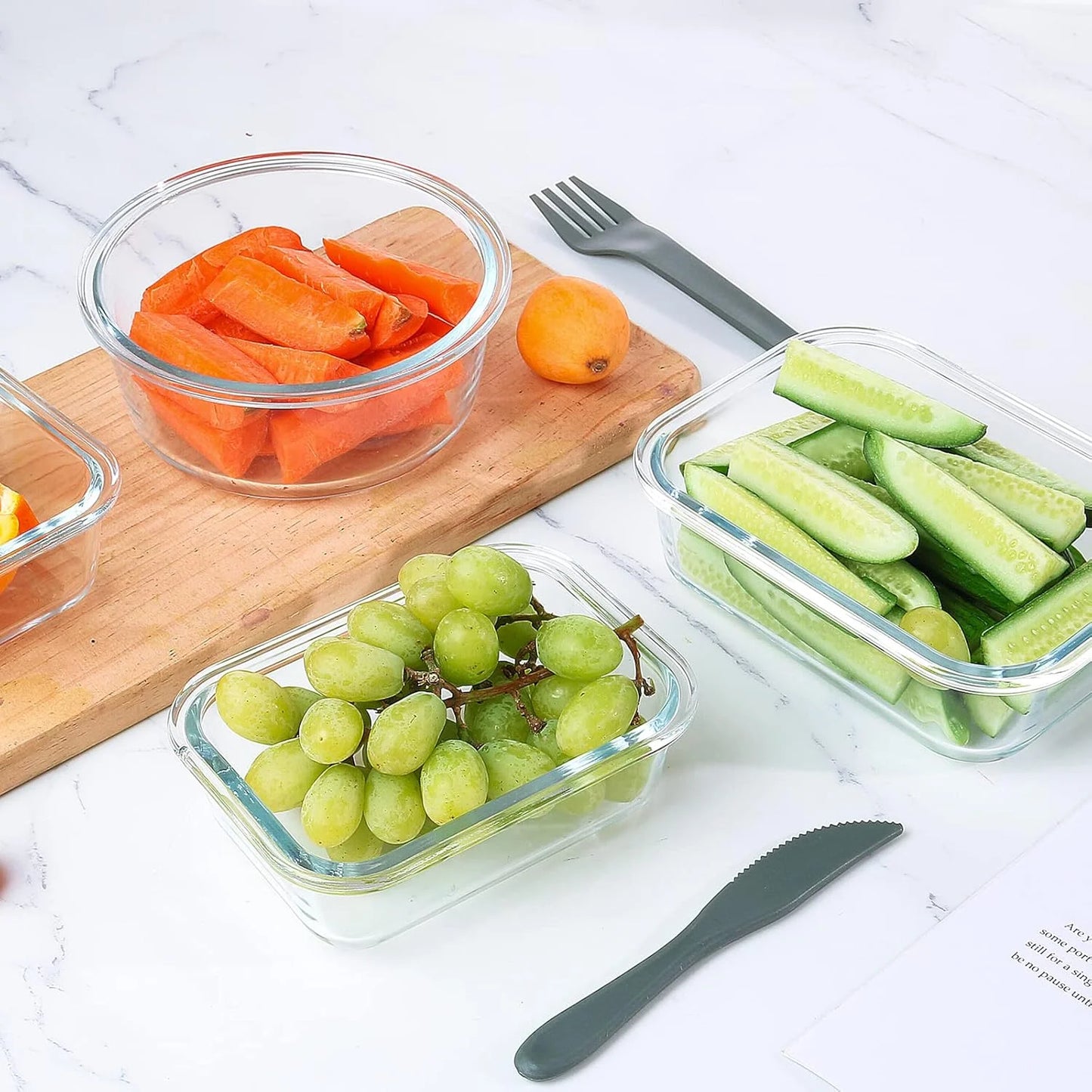 Glass Meal Prep Food Storage Containers Set Airtight BPA Free