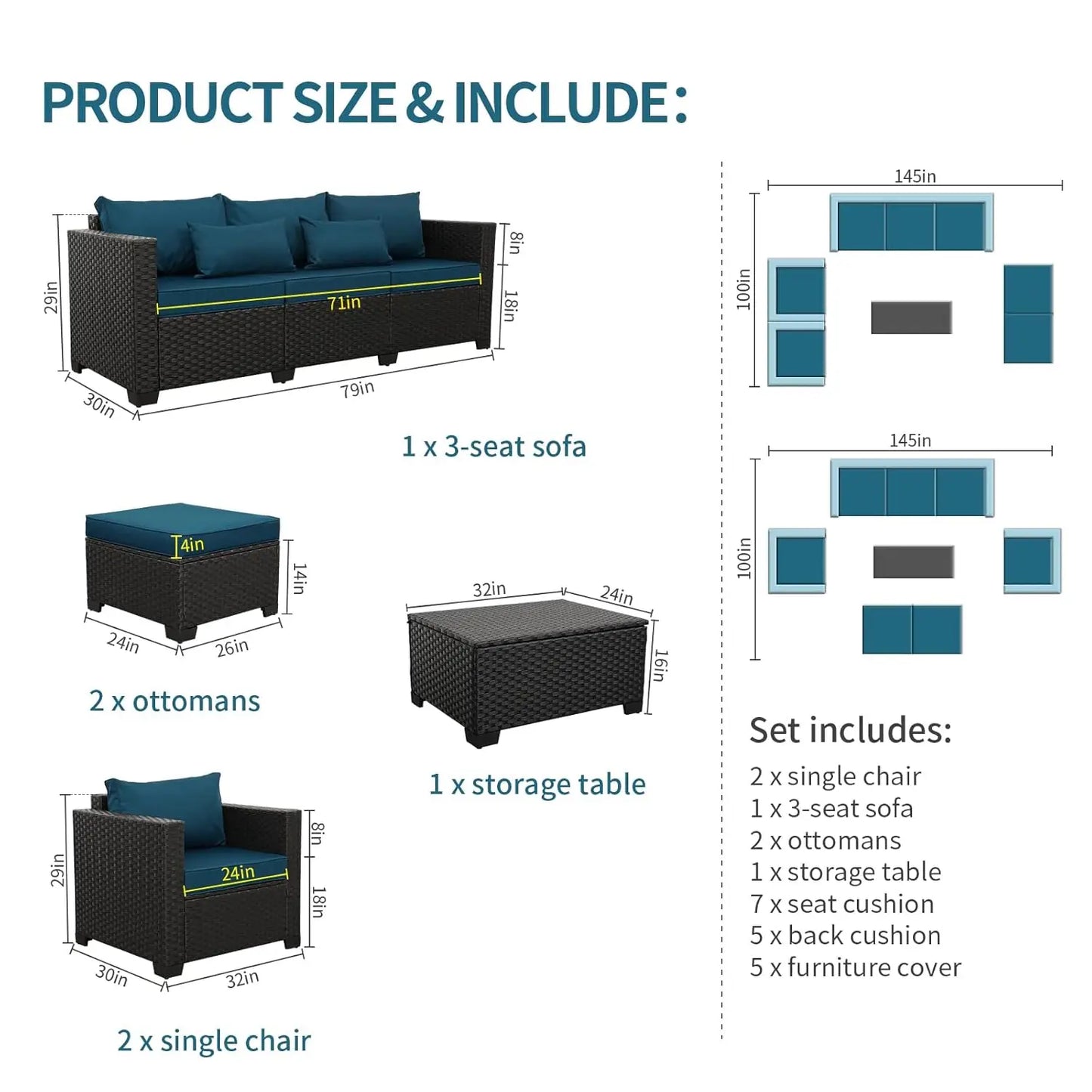 Modern Patio Furniture Set 6 Pieces For Outdoor Space