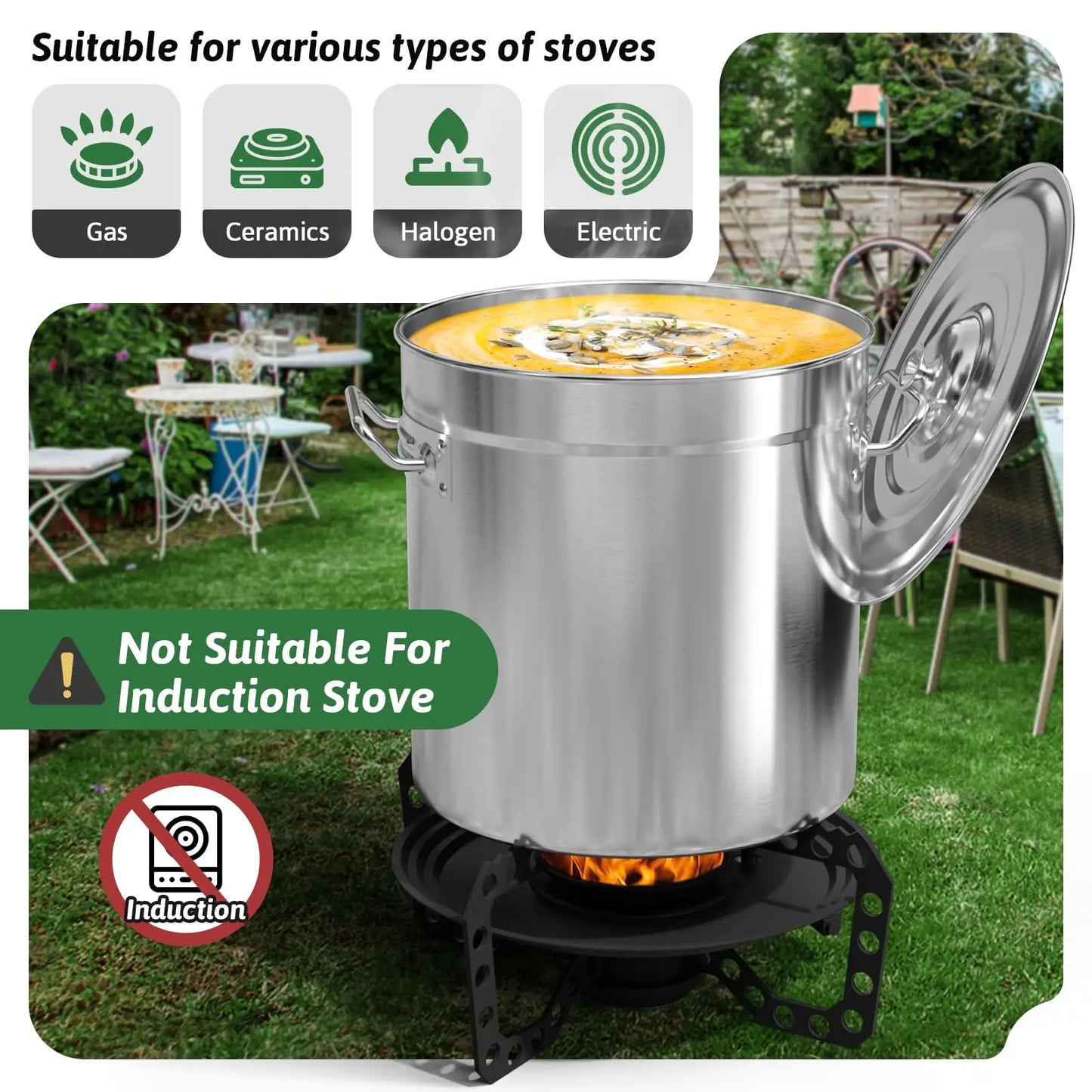 JETTING Stainless Steel Seafood Boil Pot With Lid And Strainer