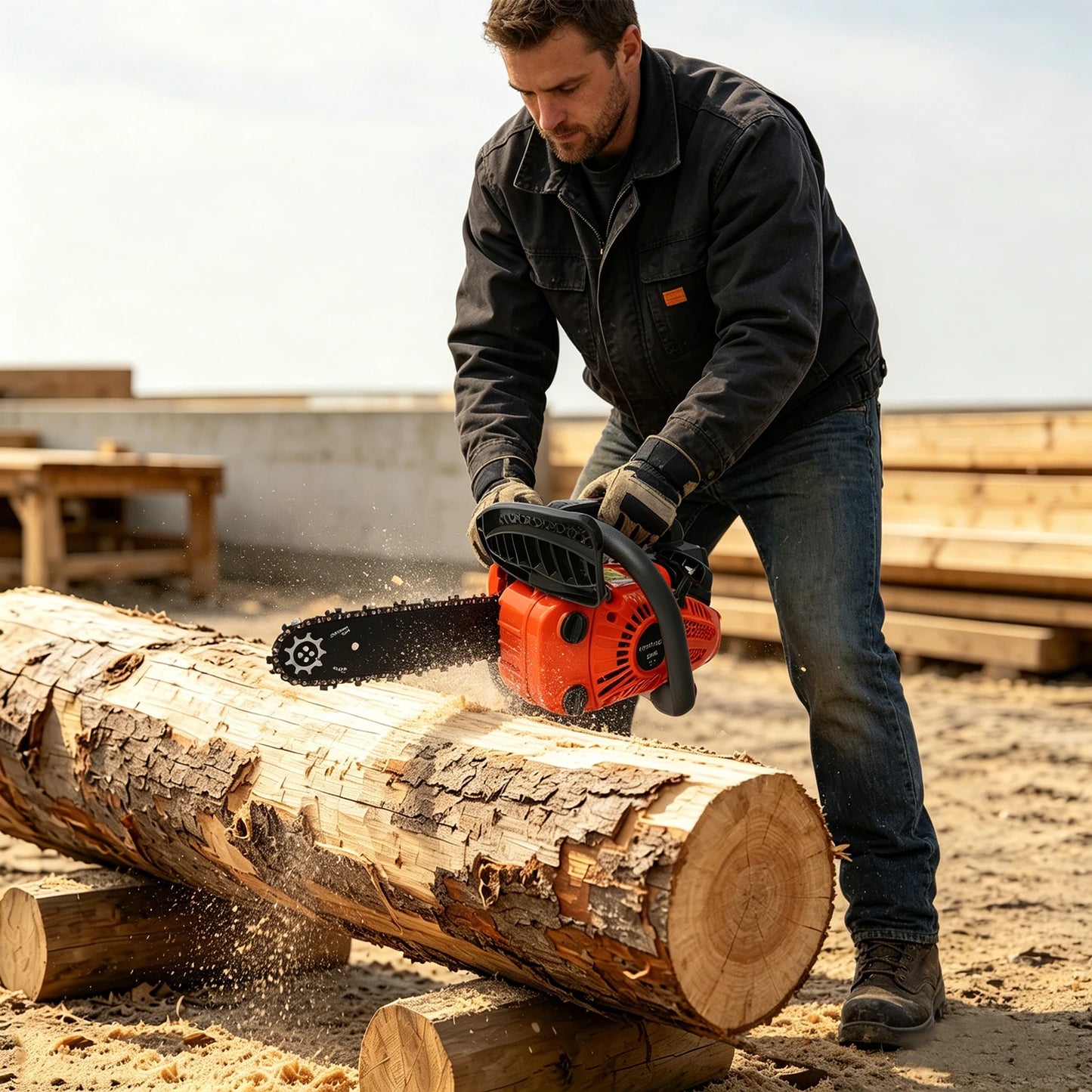 25.4cc 900W Gas Powered Chainsaw, 11.8 Inch Guide Bar 2-Stroke Handheld Mini Petrol Chainsaw for Garden Tree Pruning Wood Cutting