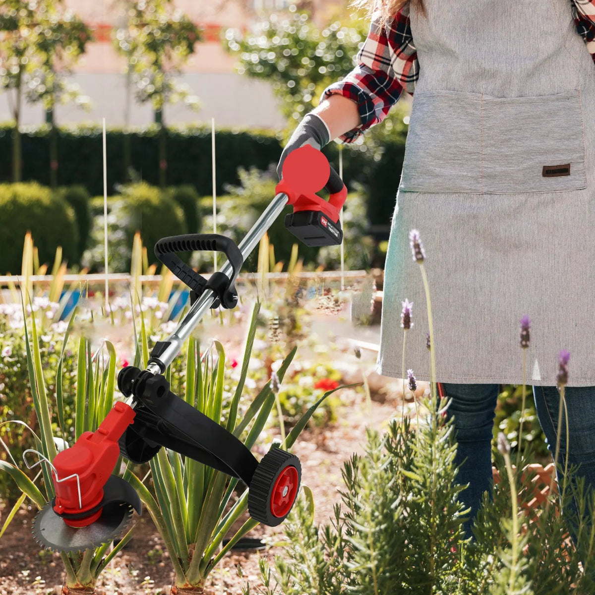 Cordless Weed Trimmer Electric Edger 21V one/Two 5C 1.5Ah Lithium Battery US Charger Ideal Handheld for Lawn Care Garden Work