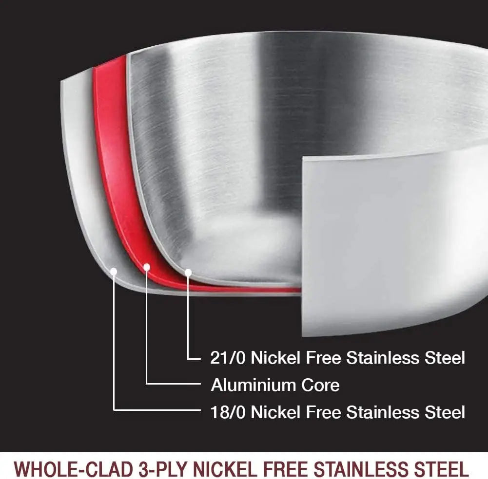 Whole-Clad 3-Ply Nickel Free Stainless Steel Cookware Set Induction Compatible