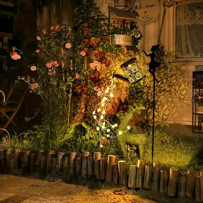 Solar Fairy Watering Can Lights Waterproof, Solar Lights Outdoor Decorative Garden Decor Metal Hanging Lights for Outside Patio Pathway Yard, Christmas Birthday Gardening Gifts