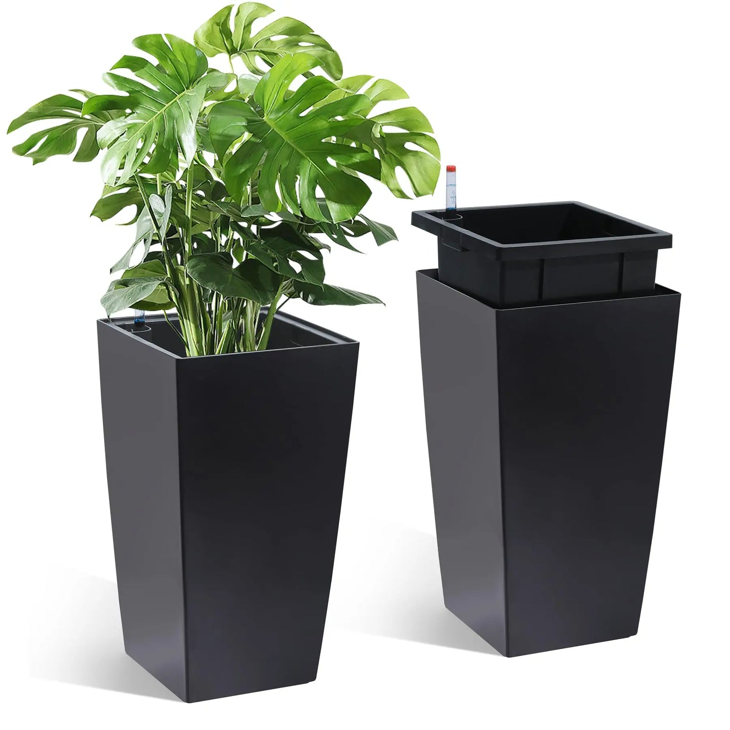 HiMISS Self Watering Planters Pair for Indoor Outdoor Front Porch