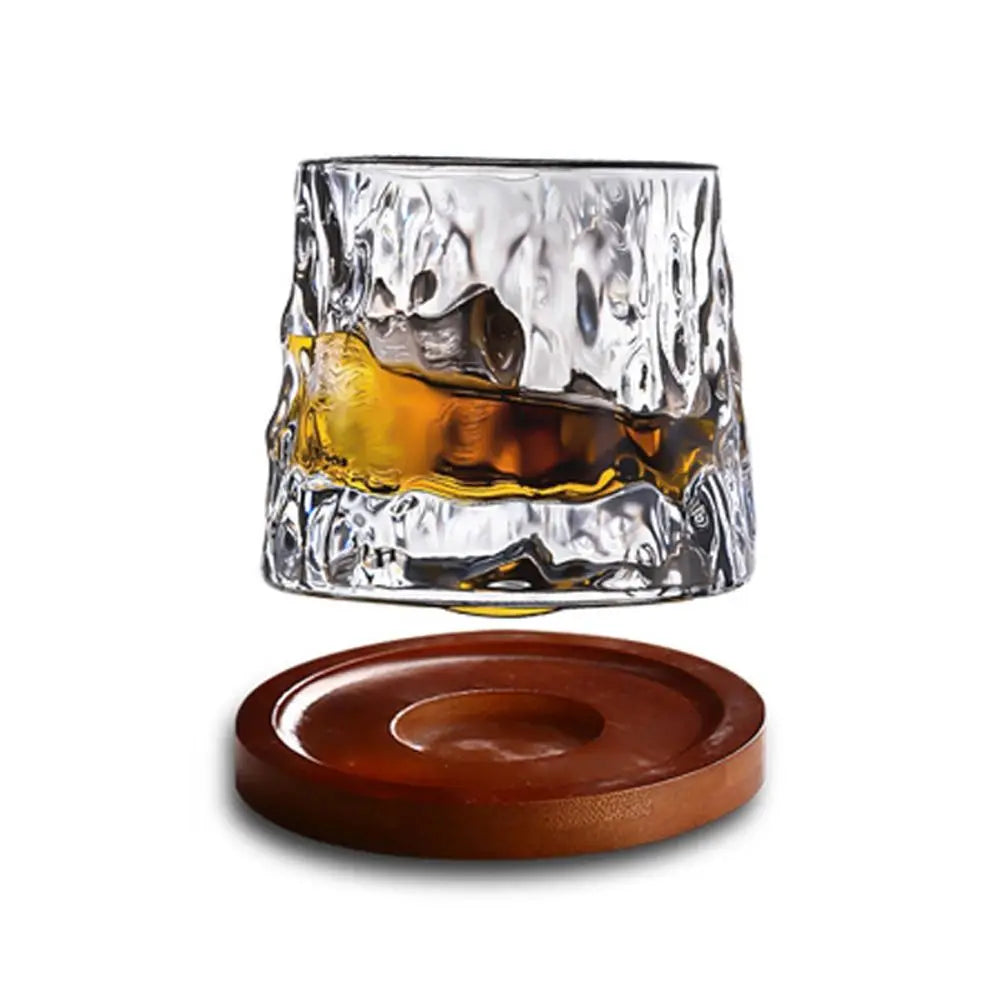 Rotating Whiskey Glass With Base 360 Degree Spin Cocktail