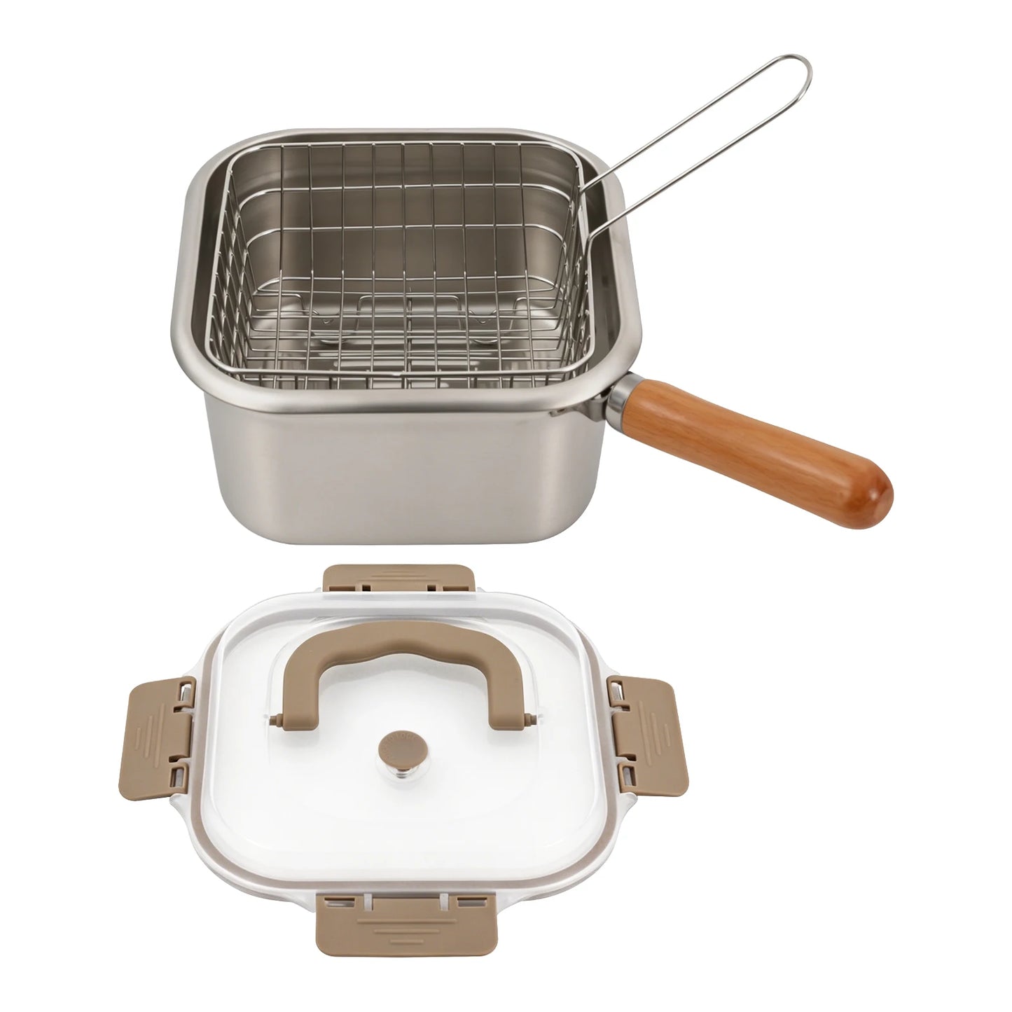 Stainless Steel Deep Fryer And Steamer Pot With Basket