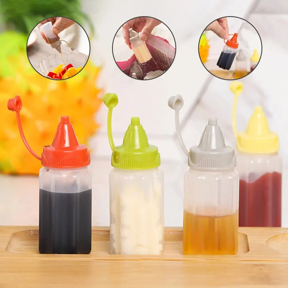 Portable Sauce and Vinegar Squeeze Bottle Set 4 Pack