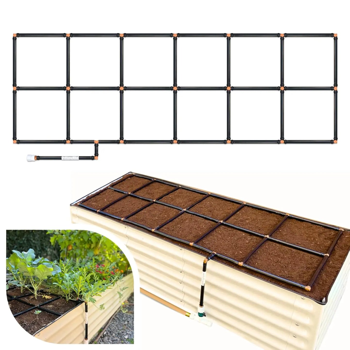 Garden Grid Watering System For Raised Bed Drip Irrigation