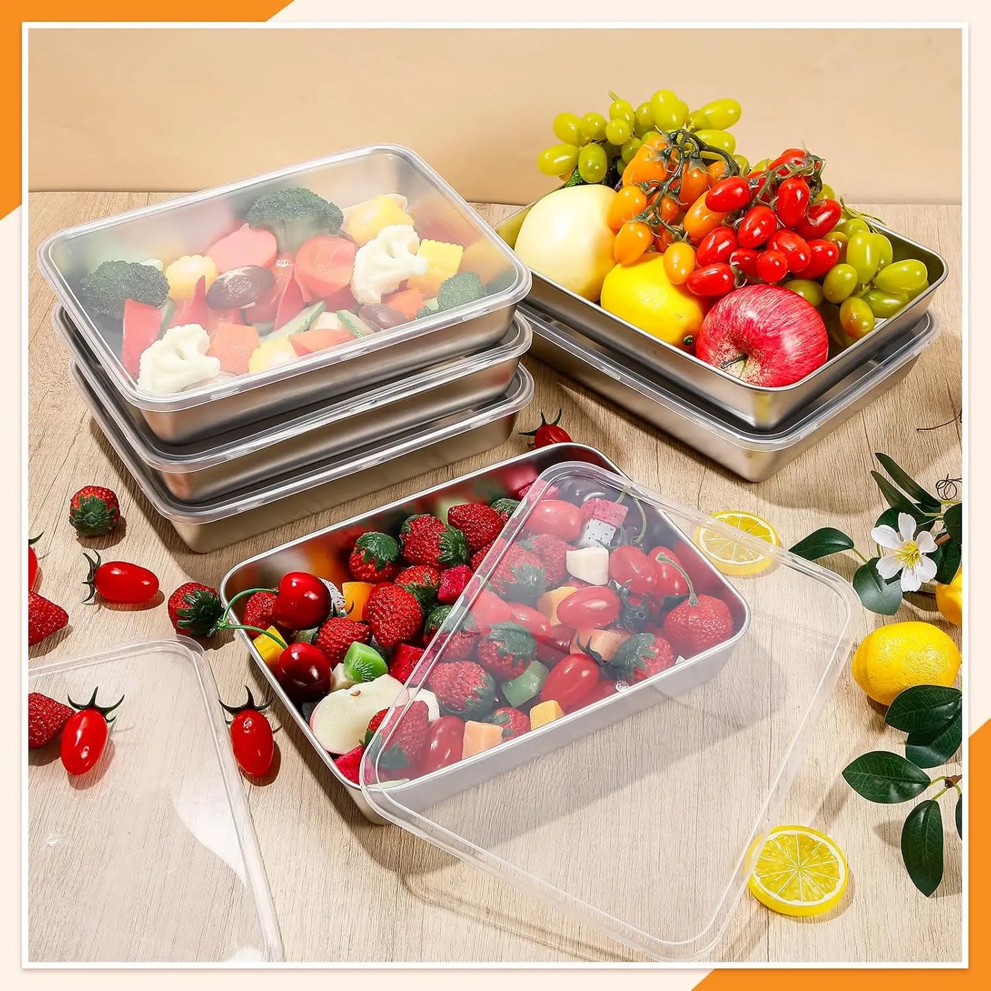 12 Pack Stainless Steel Food Storage Containers with Lids Lunch Box Stackable Snack Storage Boxes Reusable Food Container for Restaurant Travel