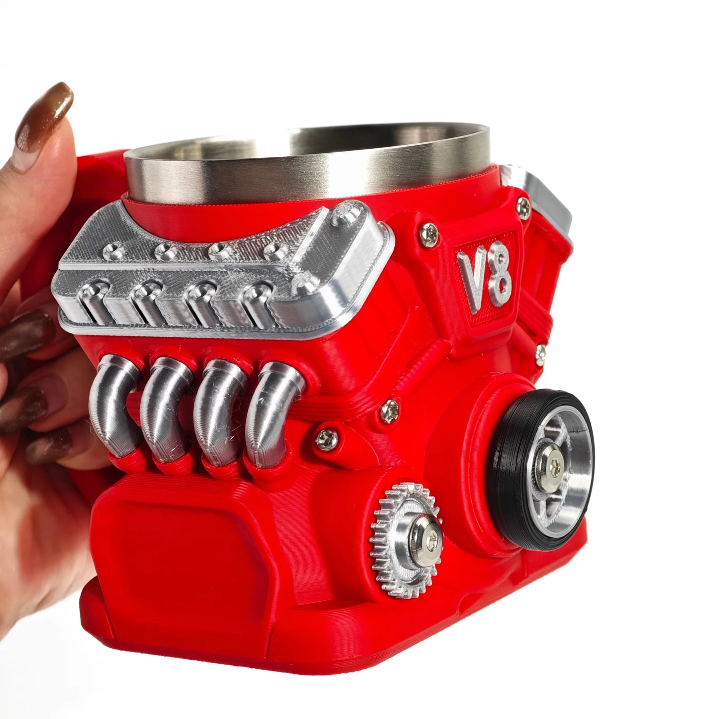 V8 Engines Stainless Steel Coffee Mug 3D Engine Design Cup