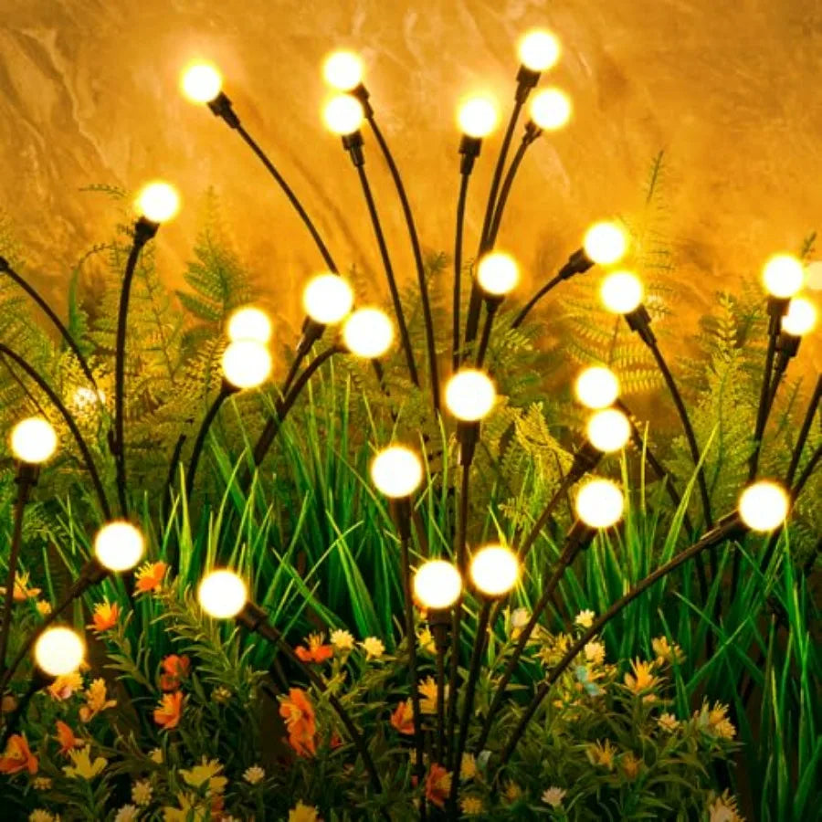 Solar Lights Outdoor 4 Pack, 32 LEDs,Solar Garden Lights, Outdoor Decorations, Firefly Light for Patio Decor, Big Bulb, Unique