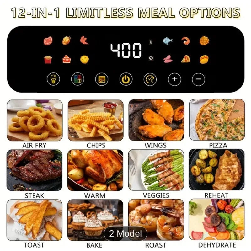 Large Capacity Air Fryer Visual Intelligent Fully Automatic Household Air Fryer Anti Scald Handle Suitable for Chicken And Fish