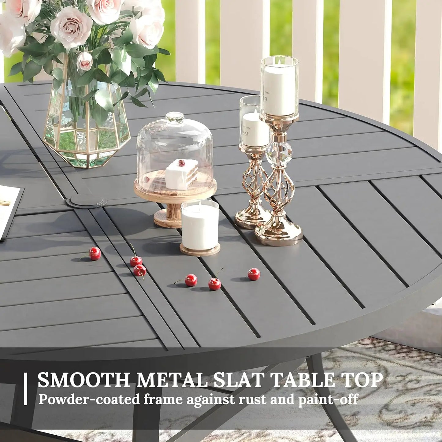 Patio Dining Set for Six With Round Table and Chairs