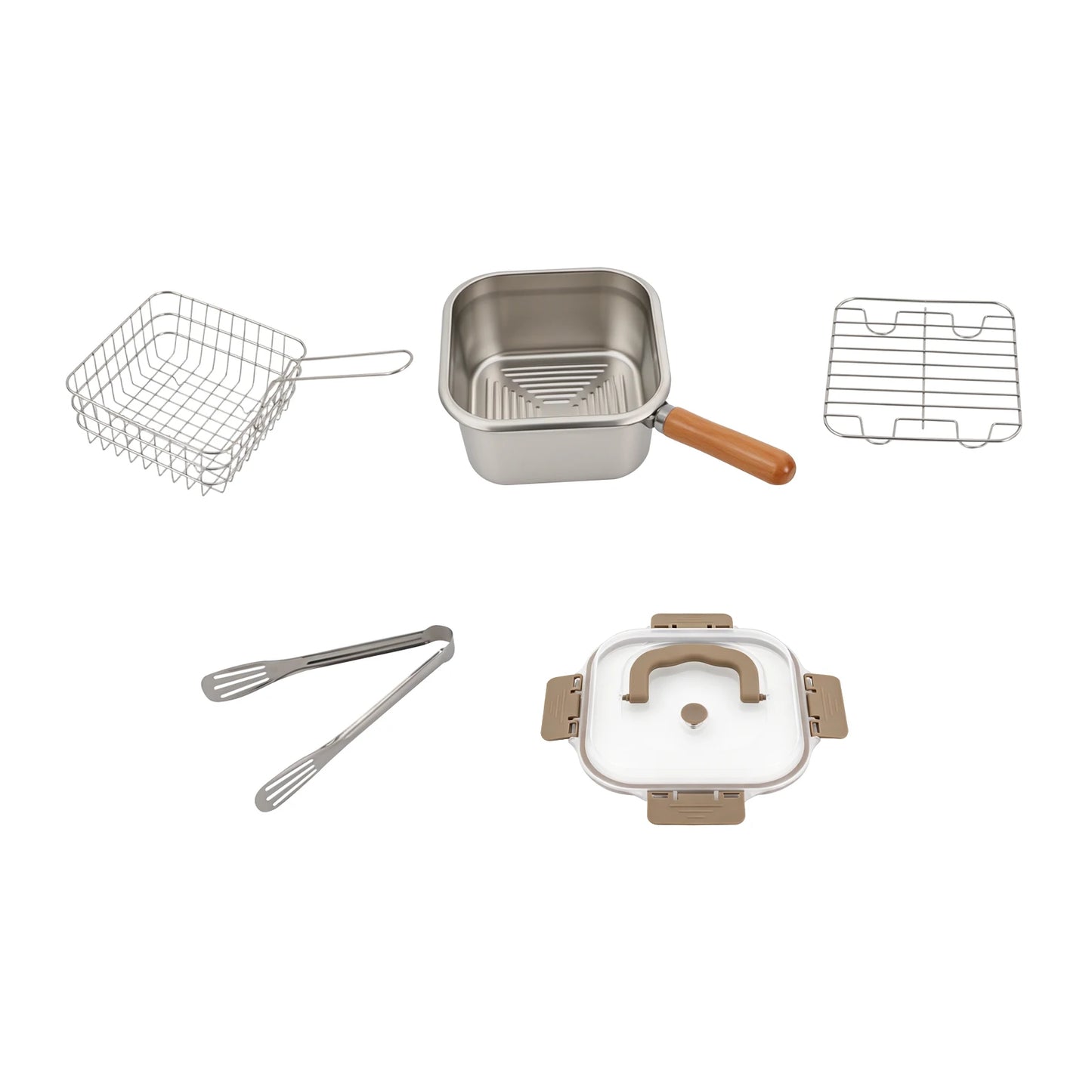 Stainless Steel Deep Fryer And Steamer Pot With Basket
