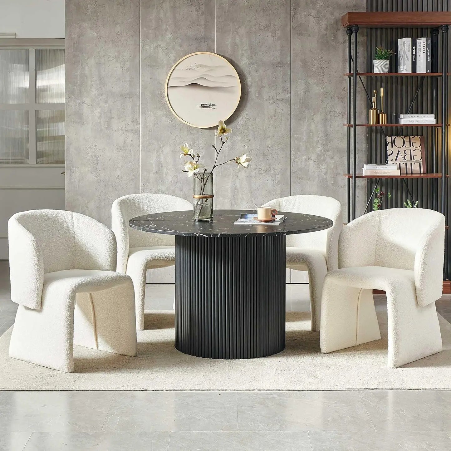 Modern Round Dining Table Set With Barrel Chairs French Country