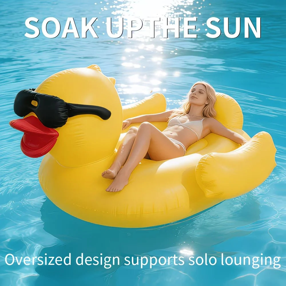 Enormous Inflatable Glasses Yellow Duck Pool Float For Adults