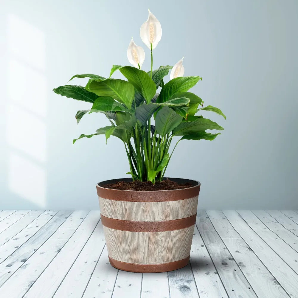 Whiskey Barrel Planter Outdoor Resin Garden Container