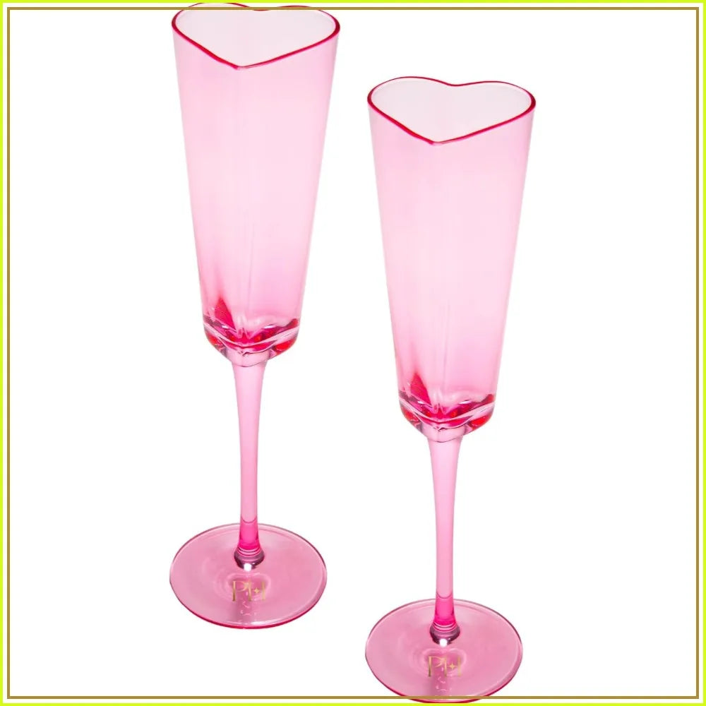 Heart Shaped Champagne Flute Gift Set Elegant Glassware