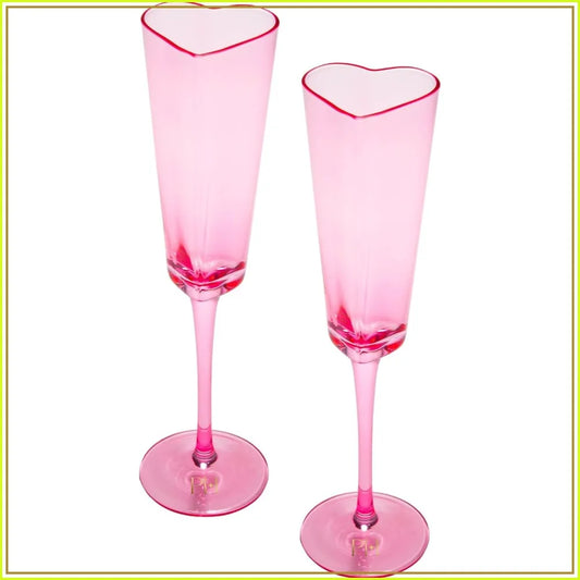 Heart Shaped Champagne Flute Gift Set Elegant Glassware