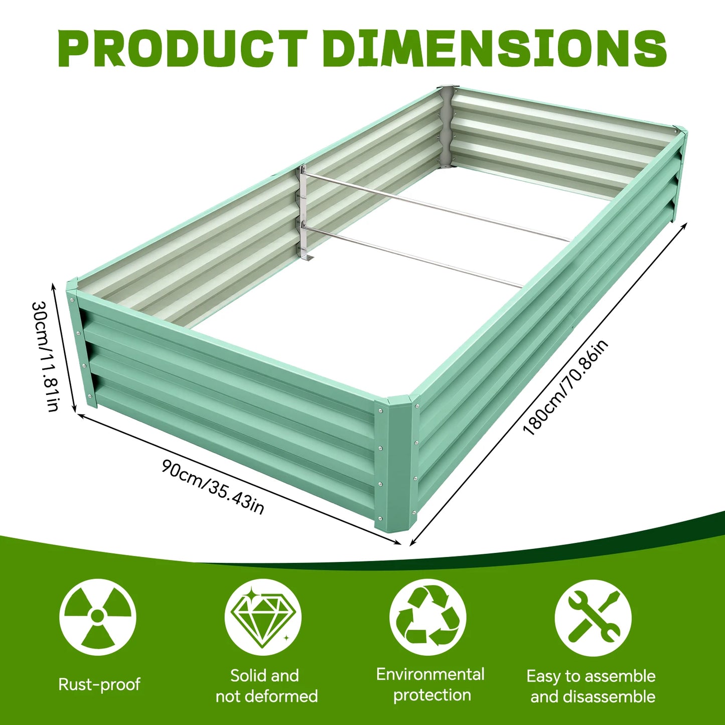Galvanized Metal Raised Garden Bed for Outdoor Vegetable Planting