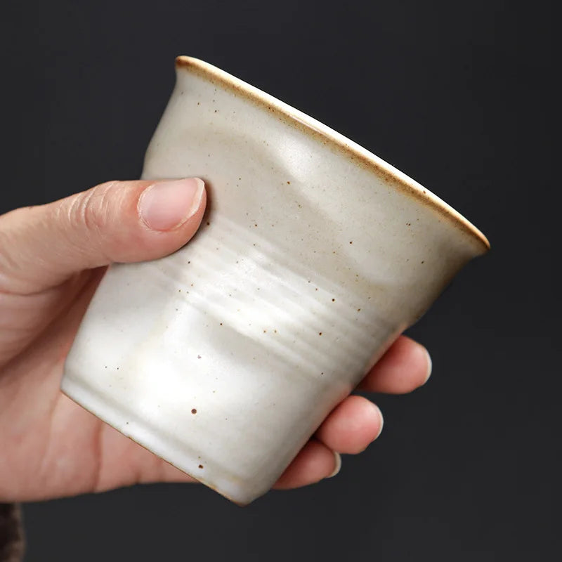 Stoneware Coffee Creative Hand-pinched Pleated Cup Ceramic Latte Cup Espresso Cup Vintage Afternoon Tea Cup