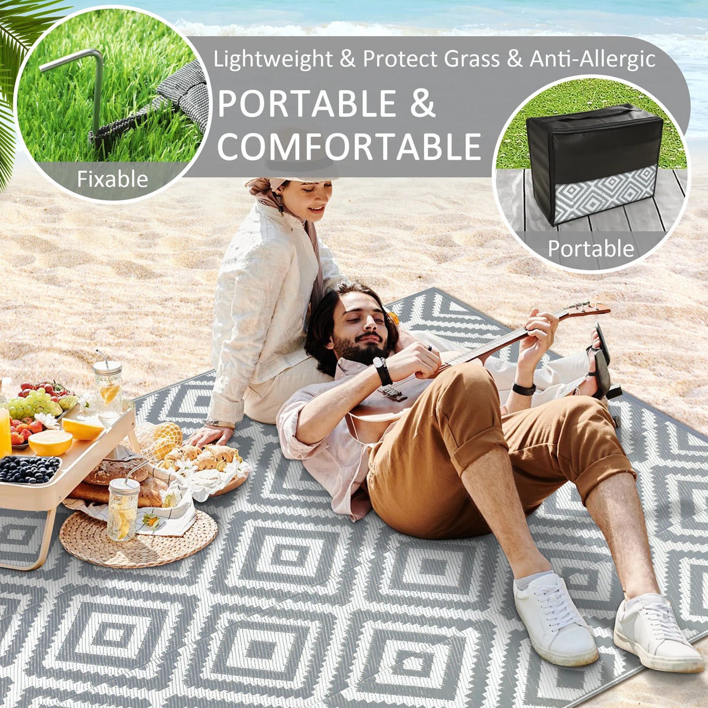 Outdoor Waterproof Recycled Polypropylene Straw Rug Patio Carpet