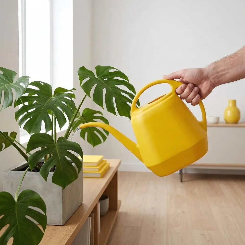Plastic Watering Can, Yellow, 1-Gallon