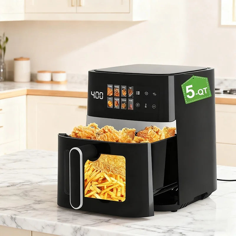 Large Capacity Air Fryer Visual Intelligent Fully Automatic Household Air Fryer Anti Scald Handle Suitable for Chicken And Fish