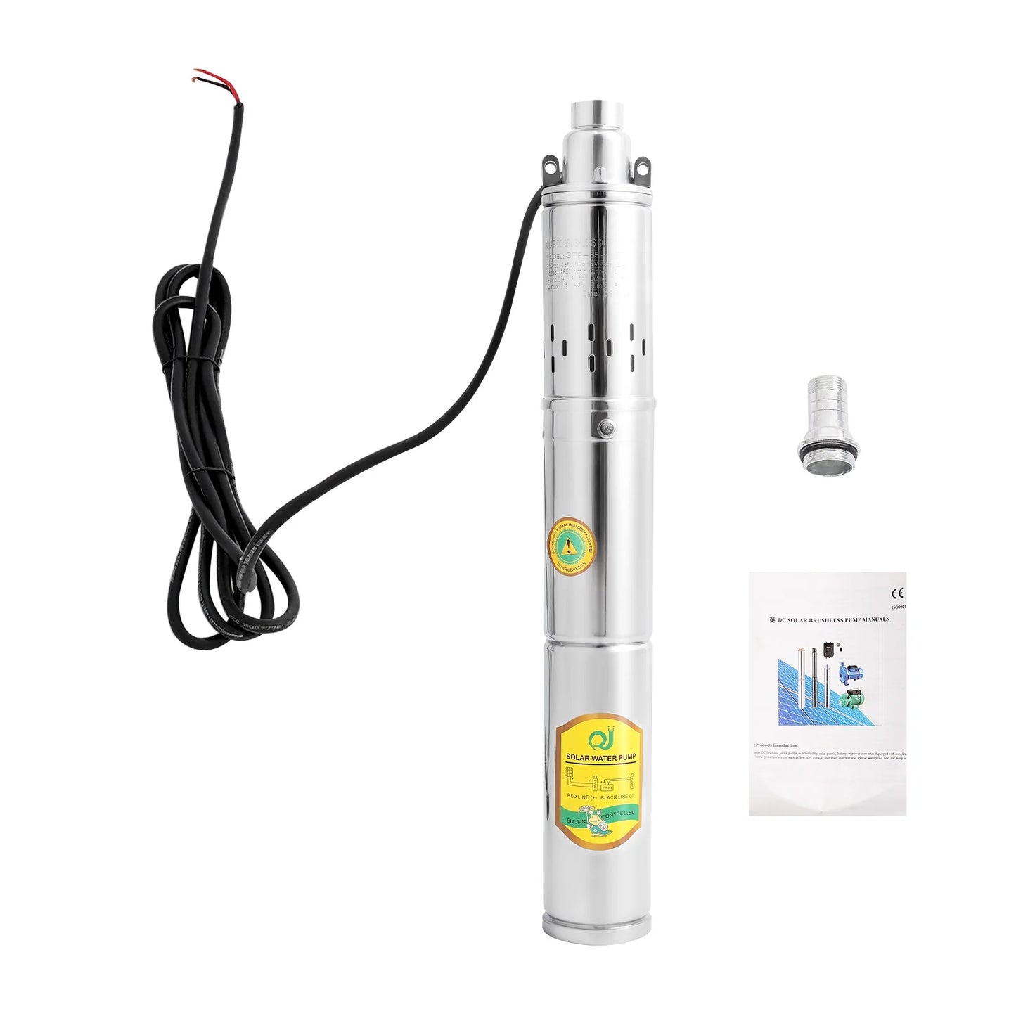 DC24V Deep Well Submersible Pump, 0.37KW Pure Copper Motor, 65m Max Head 2850RPM Overheat Protection Water Pump for Farm Irrigation Home Water Supply