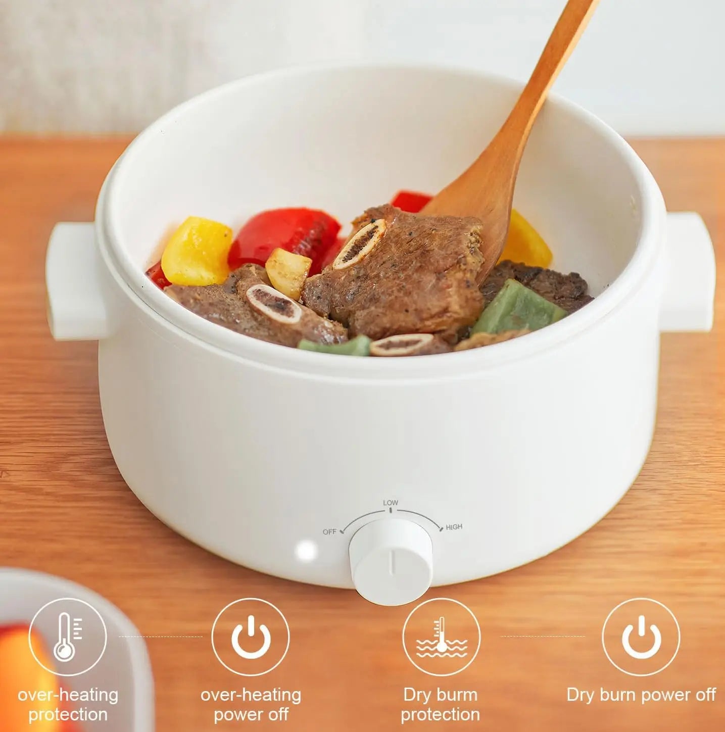Portable Electric Pot 3L With Ceramic Coating For Hot Pot And Pasta