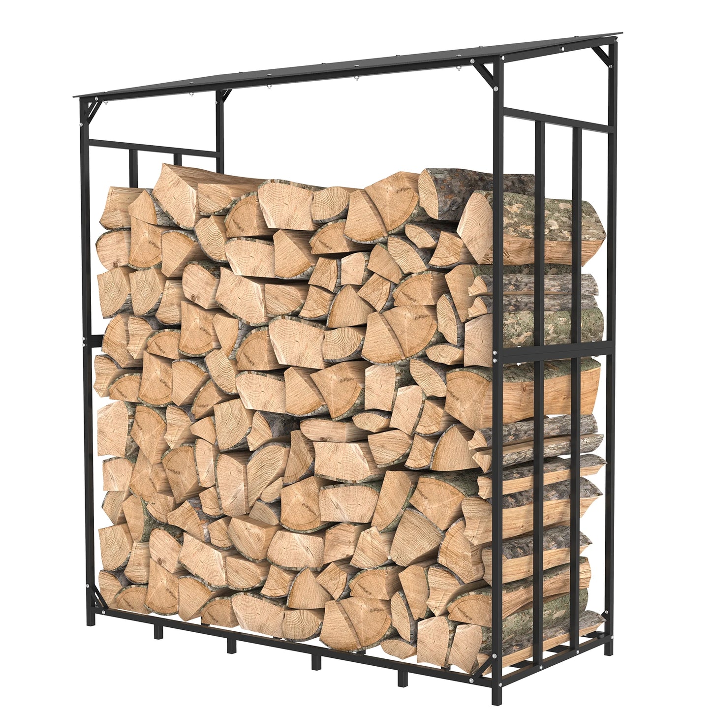Heavy Duty Outdoor Firewood Storage Rack With Top Cover Rust Resistant