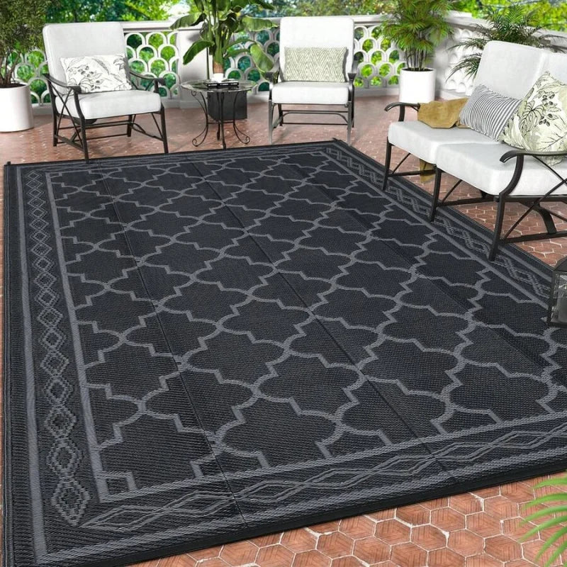 Geometric Outdoor Rug Waterproof Patio Mat For Balcony Camping