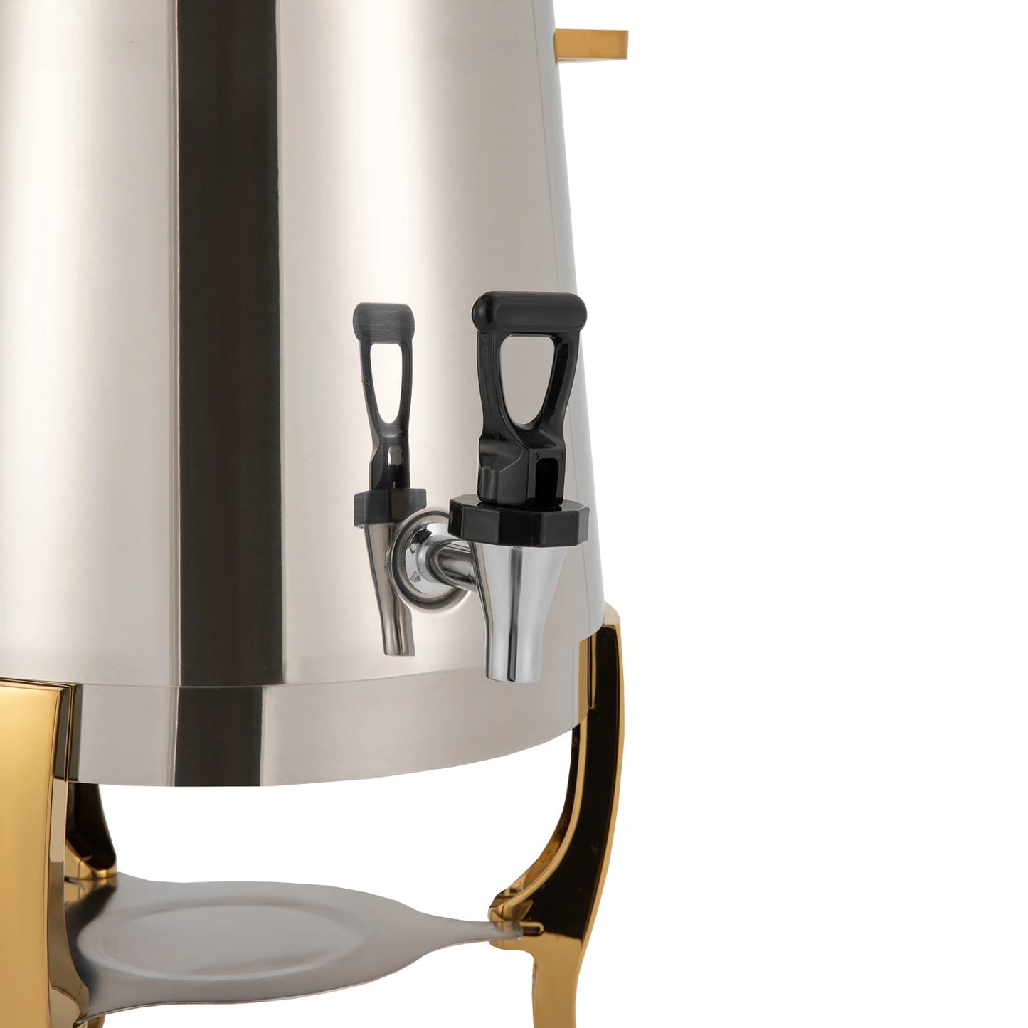 Stainless Steel Hot Beverage Dispenser – Fuel Tray Heating – Electrolytic Polished – Tripod Base – 10.63"x10.63"x22.05" – for Coffee Tea Milk Party Hotel – Silver Gold