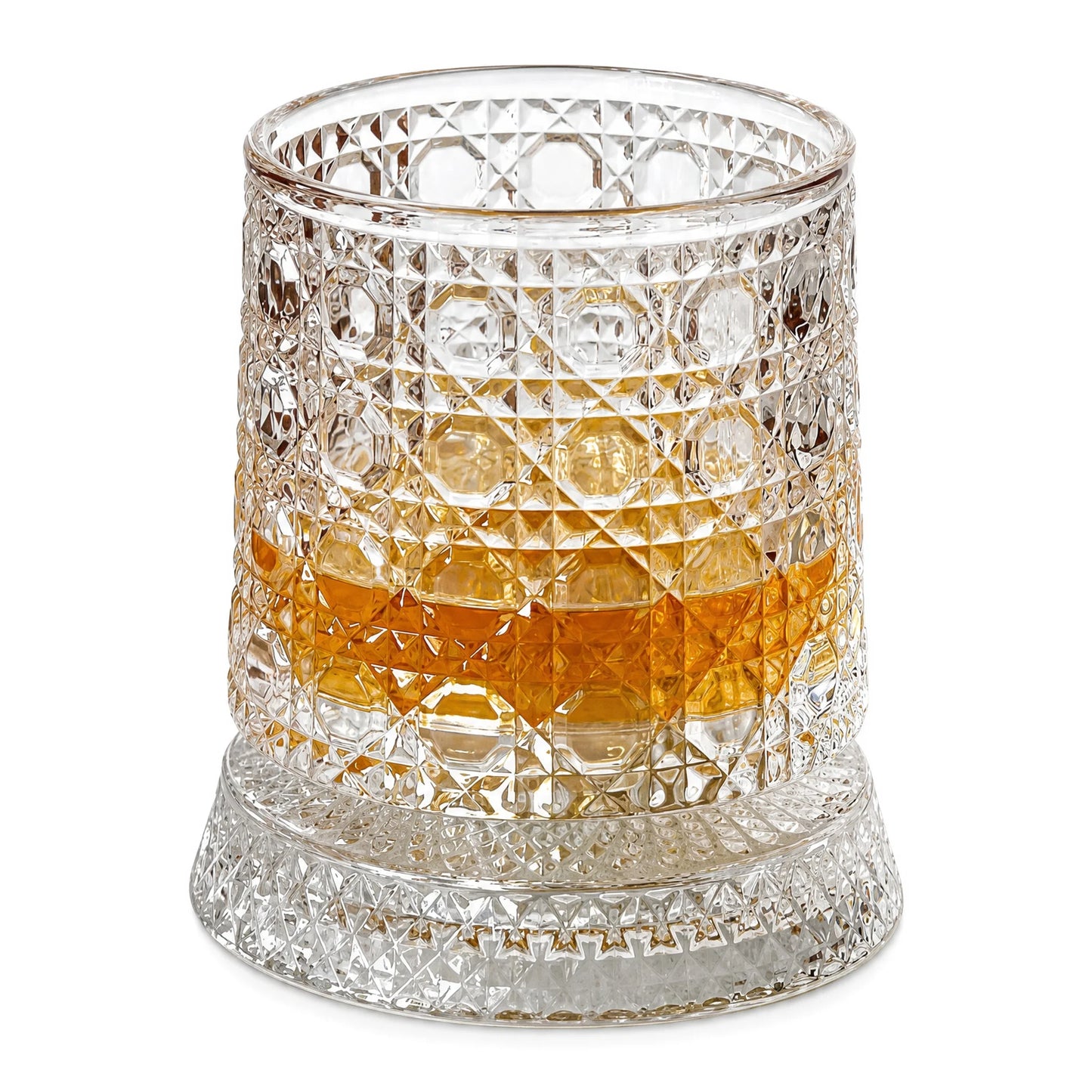 Rotating Whiskey Glass With LED Light Up Coaster Set
