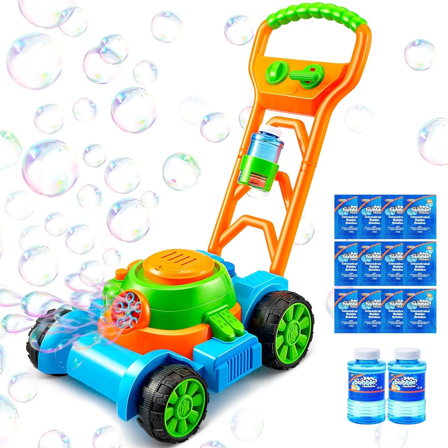 JOYFY Bubble Machine Bubble Lawn Mower Summer Outdoor Toys Pink Bubble Blower for Kids 3-6 Birthday Gifts
